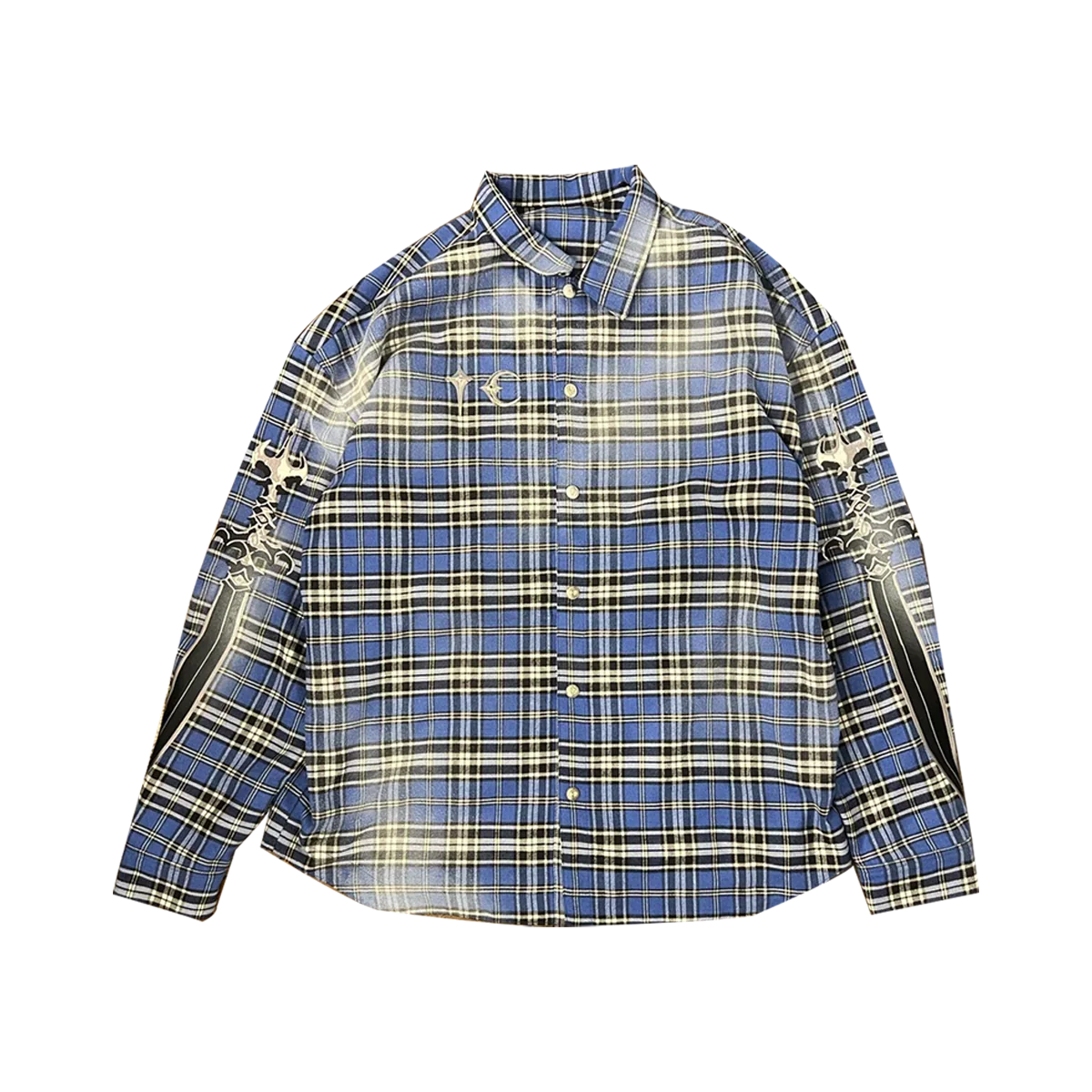 Arab Sword Flannel Shirt - Blue