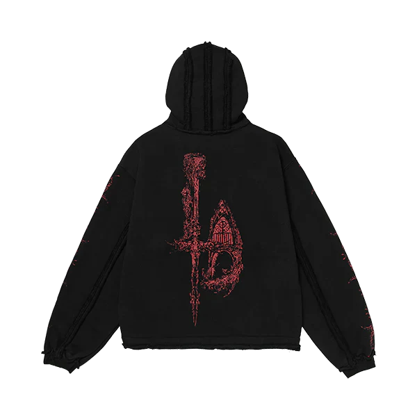 Dragon Stud Zip-up hoodie - Black