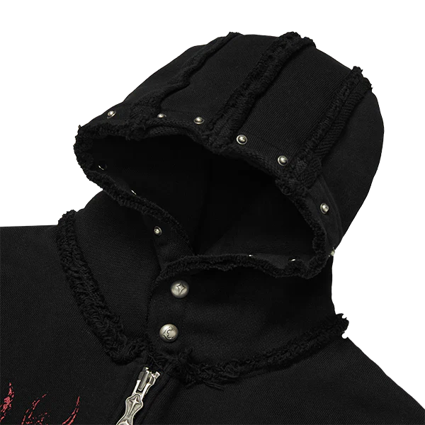 Dragon Stud Zip-up hoodie - Black