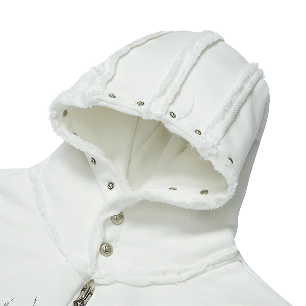 Dragon Stud Zip-up hoodie - White