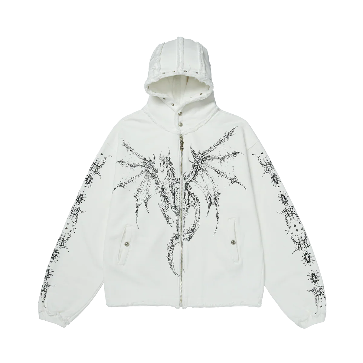 Dragon Stud Zip-up hoodie - White